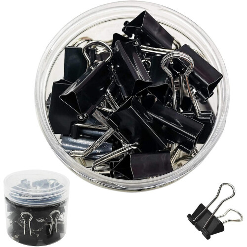 Vikbara pappersklämmor 25 mm svarta - 48-pack