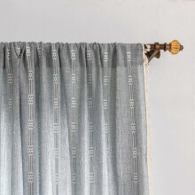 (As show, One size) Rideaux de style bohème à rayures brodées, style ferme, 213 cm de long, ensemble de 2 pièces en lin
