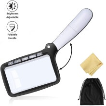 Lente d'ingrandimento pieghevole con 5 luci LED e lente d'ingrandimento 2x.