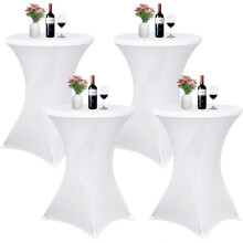 (As show, One size) Lot de 4 nappes cocktail extensibles à coins carrés en spandex blanc 81 x 110 cm pour table haute, nappe