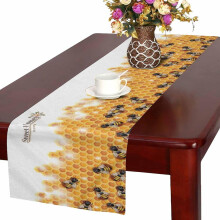 Chemin de table décoratif printanier avec de jolies abeilles sur un nid d'abeilles, 40 x 180 cm, idéal