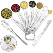 (As show, One size) Cuillères doseuses (9 pièces), cuillères doseuses en acier inoxydable et règles de mesure