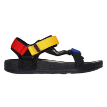 (6 UK, Black) Skechers Mens Hyperslide Textile Sliders