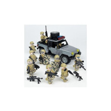 (As show, One size) New version Off road vehicle black special police vehicle small SWAT building block toy humanoid weapon for kids gift