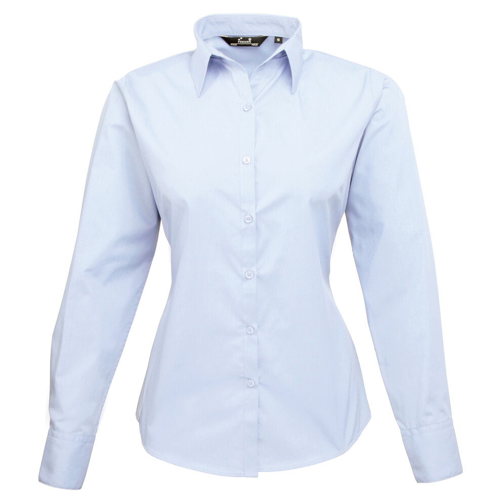 Premier (14, Light Blue) Womens/Ladies Poplin Long-Sleeved Blouse