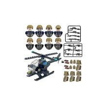 (As show, One size) Kids Toys SWAT Counter Terrorism Forces Military Figures Police Car Helicopter Weapons Building Blocks