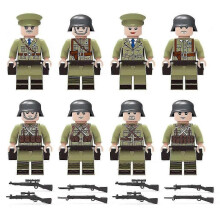(As show, One size) 8pcs World War II Army Soldiers Gun Military Weapon Building Blocks Kit Bricks Sets Classic Model