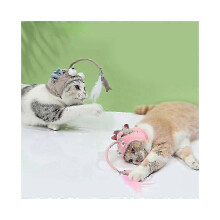 Interactief kattenspeelgoed, viskopje voor kittens, hoedje met veren, aas, viskopbeschermers, plaagdierbenodigdheden,