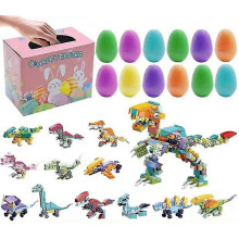 (As show, One size) 12 Pack Easter Eggs With Dinosaur Building Block Toys For Kids Easter Party Gifts