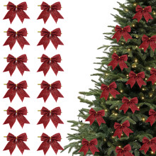 Small Red Bow Ornaments 3.5x4in 12Pcs