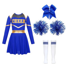 Tenues de danse pour enfants (cocosplay), uniformes de pom-pom girl pour filles avec pompons et costumes