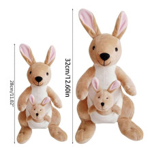 Pluche kangoeroe knuffeldier voor poppen, koffie/oranje kleur, schattig cartoon interactief speelgoed,
