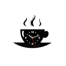 Kaffekoppspegelväggklocka Enkel akrylkvartsklocka Vardagsrumsväggklocka