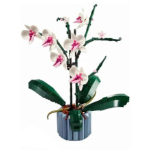 (As show, One size) 608pcs Orchid Blocks Set Educational Home Decoration Plastic Orchid Building Construction Set Green