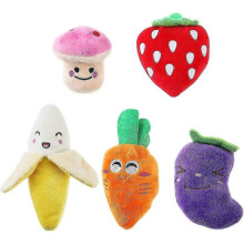 (As show, One size) 5pcs Squeaky Dog Toys For Small Dogs Fruits And Vegetables Plush Puppy Dog Toy Gift