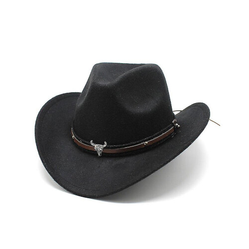 Dewenwils Western Cowboy Top Hat Felt Hat Black