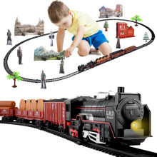Electric Christmas Train, Set Of Car Toys, Railway Tracks, Steam Locomotive, Motor -molded Engine, Educational