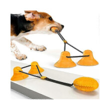 Jouet interactif à ventouse pour chiots joueurs - Balle en caoutchouc durable pour s'amuser à l'intérieur