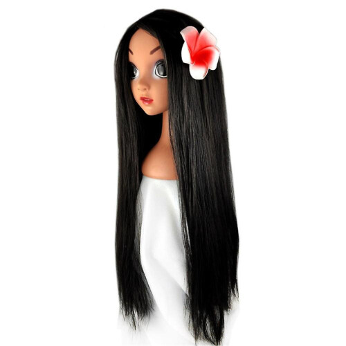 Perruque accessoire Encanto Isabela 70 cm avec fleurs, coiffe de cosplay