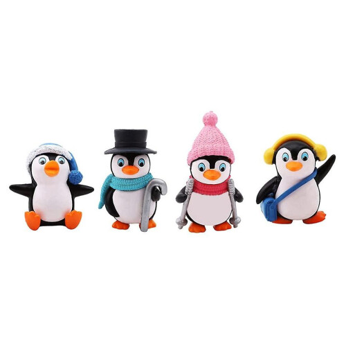 1 set / 4 st. vinterpingvinformad dekorationsminifigur för jul