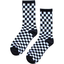 European And American Trend Black And White Square Plaid Socks, Men And Women Pure Cotton Tube Socks,