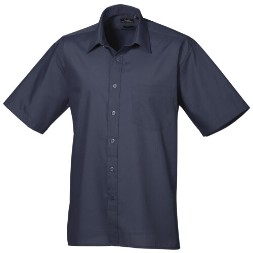 Premier (16.5, Navy) Premier Mens Short Sleeve Formal Poplin Plain Work Shirt