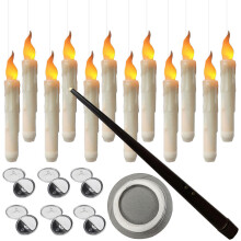 Bougies flottantes avec télécommande baguette magique, lot de 12 bougies LED sans flamme à effet scintillant,