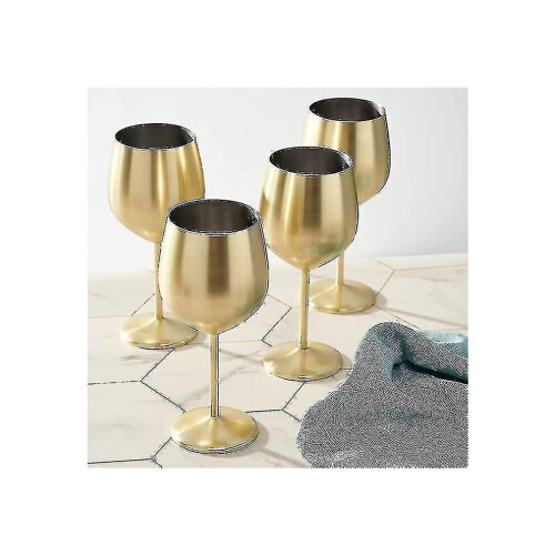 4 guldfärgade vinglas 540 ml matt rostfritt stål splittersäkra glas presentförpackning