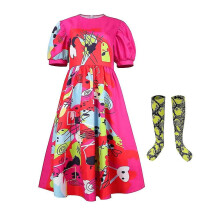 Halloween 2023 Film Barbie Konstig Barbie Cosplay Kostym Outfits Klänning Och Strumpor Set Vuxen Dam
