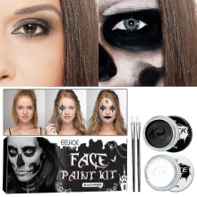 Halloween Cosplay Vit Svart Ansikte Kroppsmålning Specialeffekter Skräckhud Vax Smink Kit Scen Maskerad