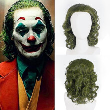 Halloween Joker-movie Joaquin Phoenix Arthur Fleck Joker Cosplay Green Curly Full Wigs Party Roleplay
