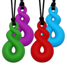 Sensorische Beißkette für Kinder, 4er-Pack Silikon-Beißkette für Babys, Beißkette für Jungen und Mädchen