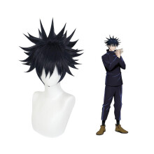 Halloween Wig Anime Jujutsu Kaisen Cosplay Wig Megumi Fushiguro Navy Blue Short Hair Synthetic Wig Halloween