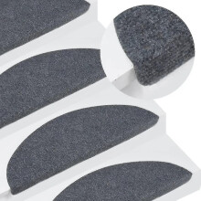 Tapis d'escalier auto-adhésifs, lot de 15, 65 x 26 cm, gris
