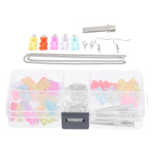 Ohrringe aus Gummiperlen, DIY-Schmuckanhänger, 3D-Harzbär, Bärenhalskettenanhänger