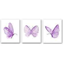 Ensemble de 3 affiches murales papillon - Papillon violet