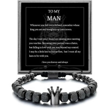 Braccialetto "To My Man" - Raddrizza la tua corona per fidanzato/marito, corona regolabile in acciaio