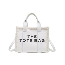 Tote Bag Soft Lamb Wool Crossbody Bag Plush--white