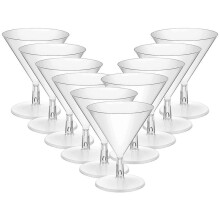 Lot de 10 verres à cocktail en plastique : verres à vin, verres à champagne, verres à martini, verres