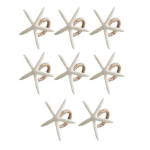 Lot de 8 ronds de serviette étoiles de mer faits main, blanc, imitation étoile de mer, pour mariage,