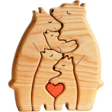 Personalized Wooden Bear Puzzle, Wooden Sculpture 5 Bears
