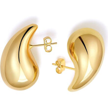 Gouden druppelvormige oorringen voor dames - Lichtgewicht, holle, open sieraden in waterdruppelvorm