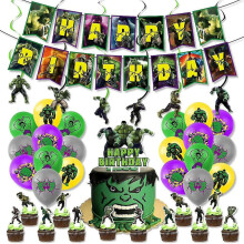 Kit de décoration pour fête d'anniversaire sur le thème de Hulk (Vorallme) : fanion, ballons, décoration