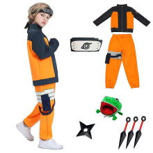 Costume d'Halloween pour enfants Uzumaki Akatsuki (garçons et filles) : veste, pantalon, bandeau, portefeuille