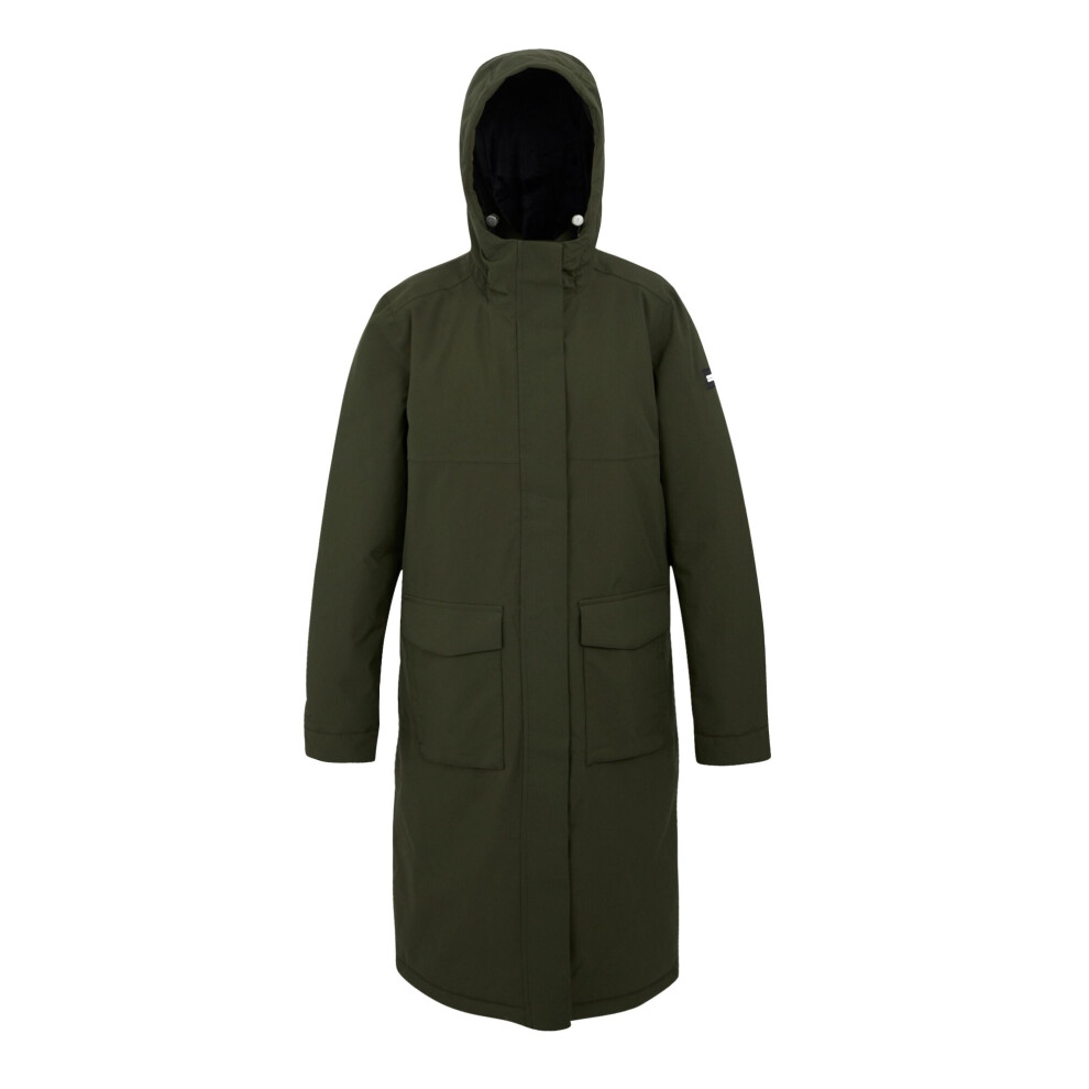 Regatta (8 Uk, Dark Khaki/Black) Womens/Ladies Yarli Longline Waterproof Jacket