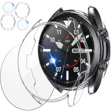 (As show, One size) [2+2-pack] Kompatibel med Samsung Galaxy Watch 3 45mm skärmskydd och fodral