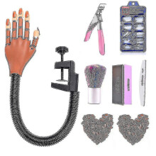 Sunrain Nail Practice Hand Compatible With Acrylic Nails-flexible Nail Training Hand Kit, Fake Mannequin Model Training Hand With 300 Pcs Nail Tips, N