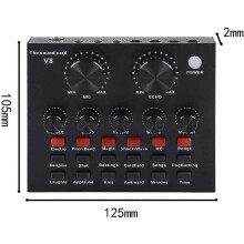 (As show, One size) V8-Soundkarte, Mikrofon, Computer, Mobiltelefon, iPad, PS4-Stimmverzerrer-Soundkarte, professionelles