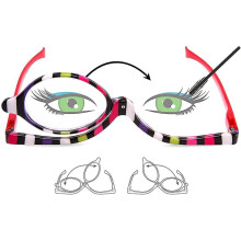 Confezione da 2 occhiali da lettura con lente d'ingrandimento per il trucco, con lenti ribaltabili.
