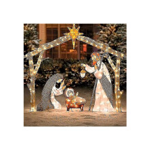 Crèche lumineuse d'extérieur, décoration de jardin Sainte Famille pour Noël, crèches de Noël extérieures,